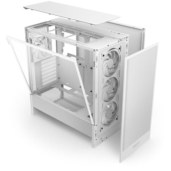 NZXT H5 Flow Mid-Tower Case - Compact Design, Powerful Cooling, White