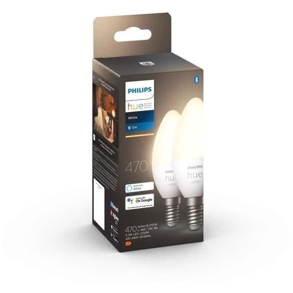 Philips Hue HW 5.5W E14 Smart Bulbs x2