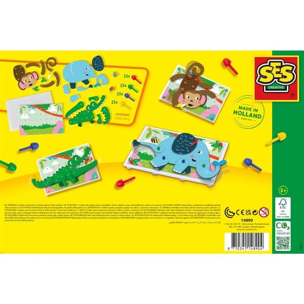 SES Creative Mosaic Pinboard Animals - Interactive Craft Set for Kids