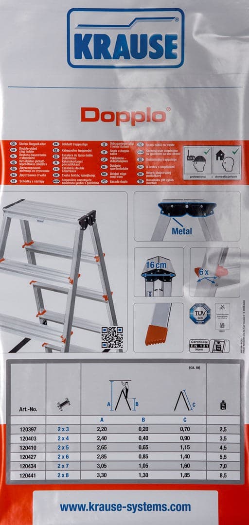 Krause Dopplo Double-Sided Step Ladder Silver