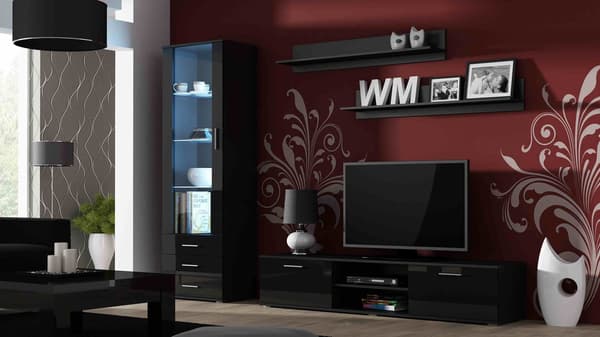 Cama Display Cabinet SOHO S1 Black/Black Gloss