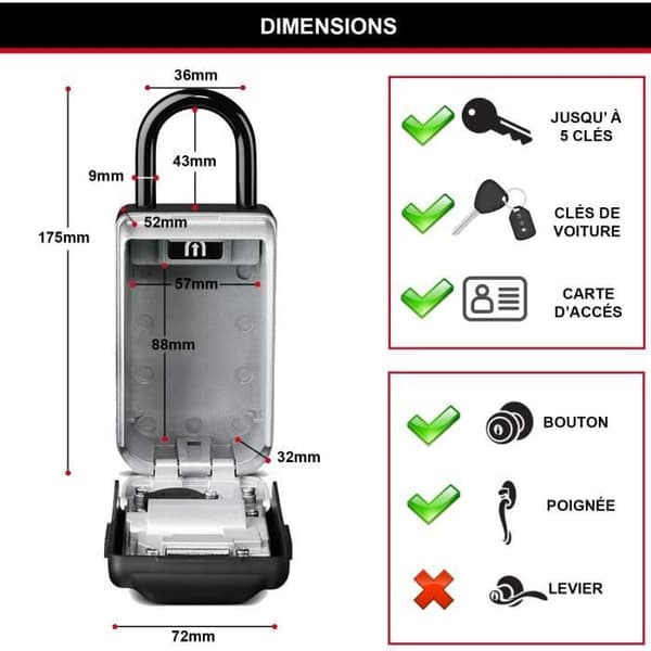 Master Lock Security Cabinet Key Box - Size M - Model 5424EURD