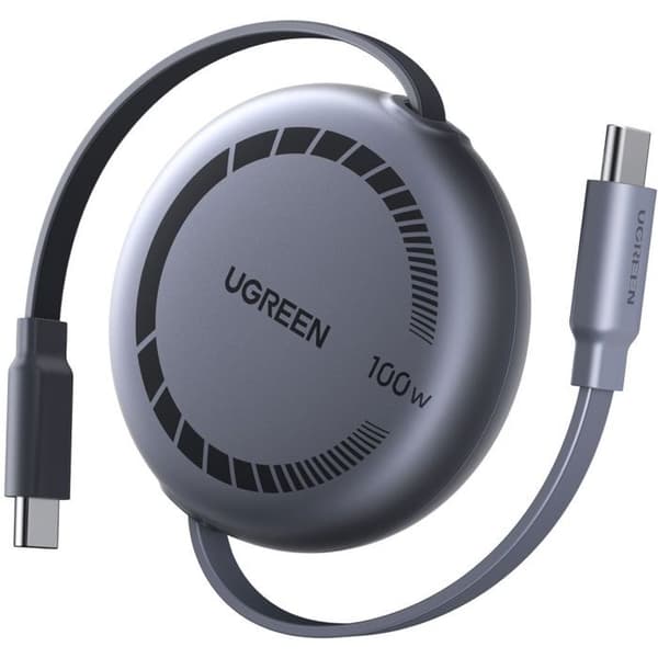 UGREEN USB-C Cable - Retractable USB-C to USB-C PD - 100W - 1 m - Black