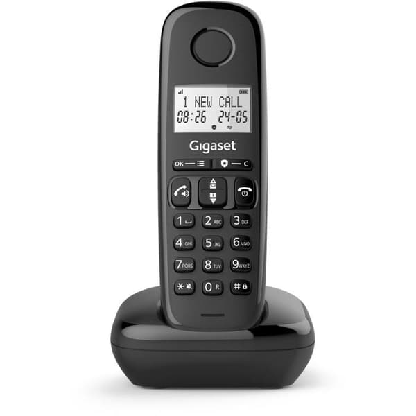 GIGASET BASIC 100 Black Cordless Phone - 1.5" Screen - Hands-free - Call Blocker