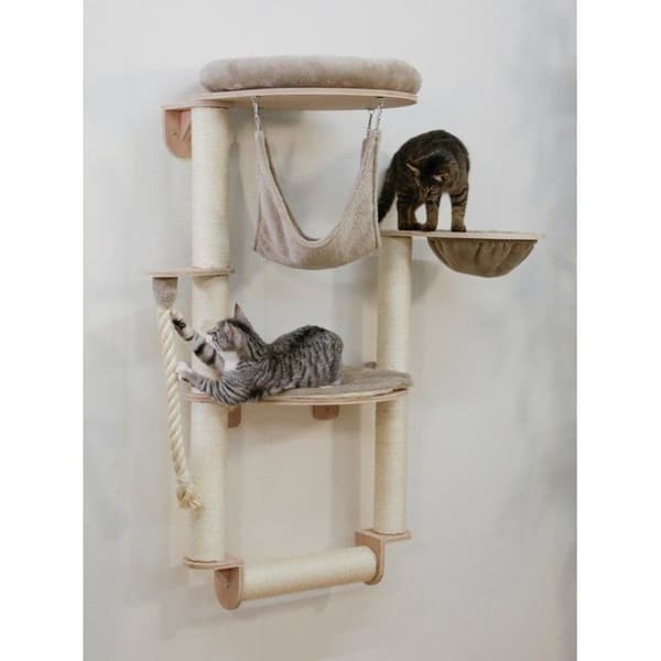 KERBL Wall-Mounted Cat Tree - H. 138 cm - Dolomite Grappa Pro - Taupe