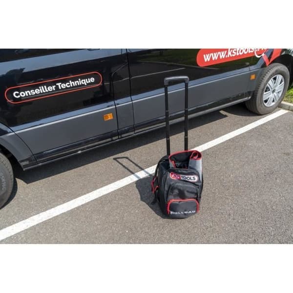 KS TOOLS Backpack - Rolling Bag - Telescopic Handle - Max Load 35 kg - 18 L