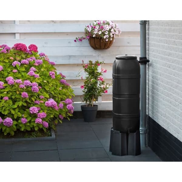 NATURE Water Butt Kit - 100 Liters - Column Shape - UV Resistant - Black