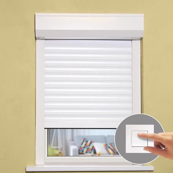 Aluminum Roller Shutter - 120 cm x 100 cm - Wired Electric - White
