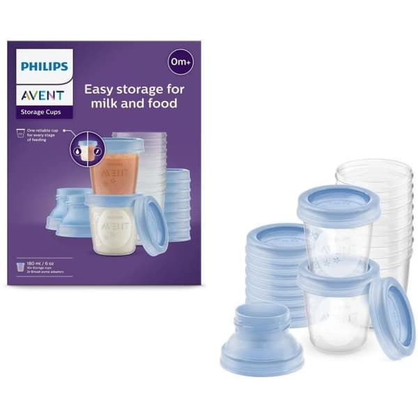 Storage Containers - PHILIPS AVENT - Breast Milk - 10 Containers 180 ml + 2 Adapters