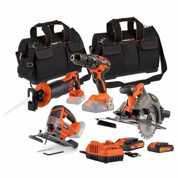 Dual Power 20V 4-Tool Kit - Drill/Driver, Saws, 2 Batteries and Charger