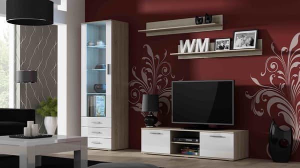 Cama Display Cabinet SOHO S1 Sonoma Oak/White Gloss