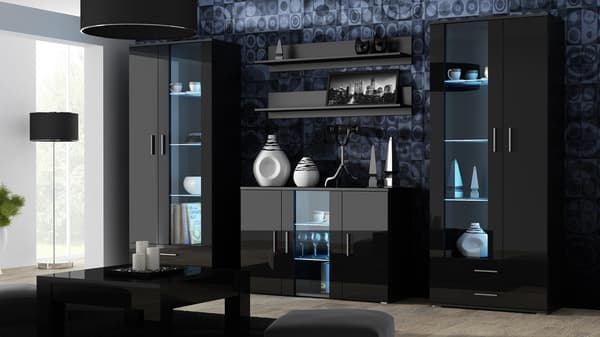 Cama Display Cabinet SOHO S6 2D2S Black/Black Gloss