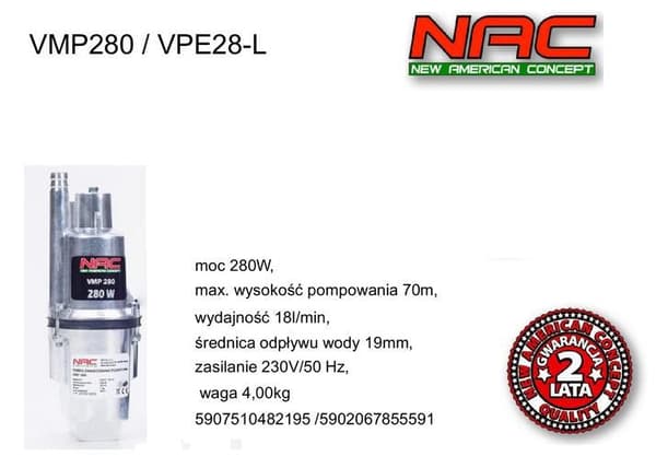 NAC VPE28-L Diaphragm Pump 280 W