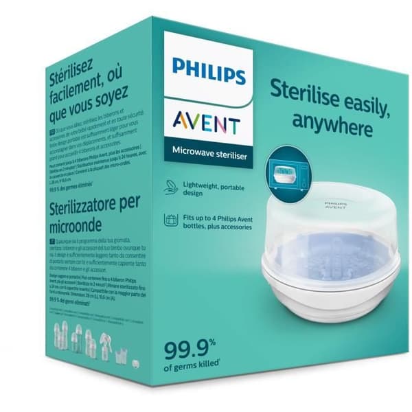 Microwave Sterilizer - PHILIPS AVENT - Rapid Steam - Blue/White - Sterilizes in 2 min