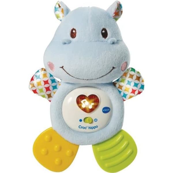 VTECH BABY Croc'Hippo Rattle, Blue Textured Plush