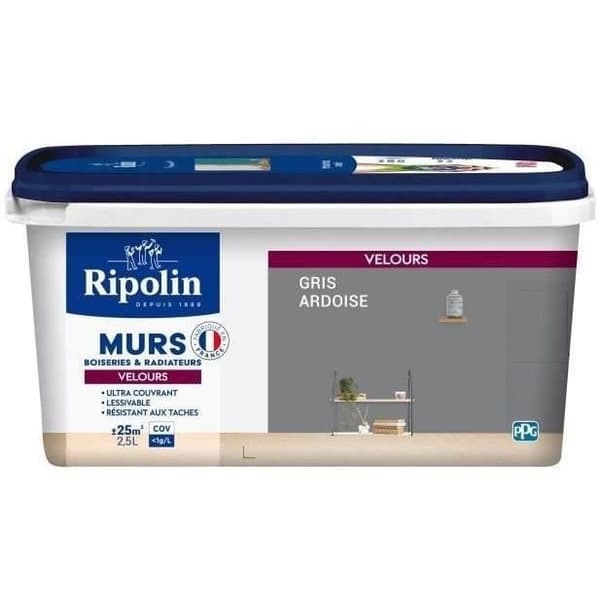 RIPOLIN Velvet Colour Paint - Slate Grey - 2.5 L