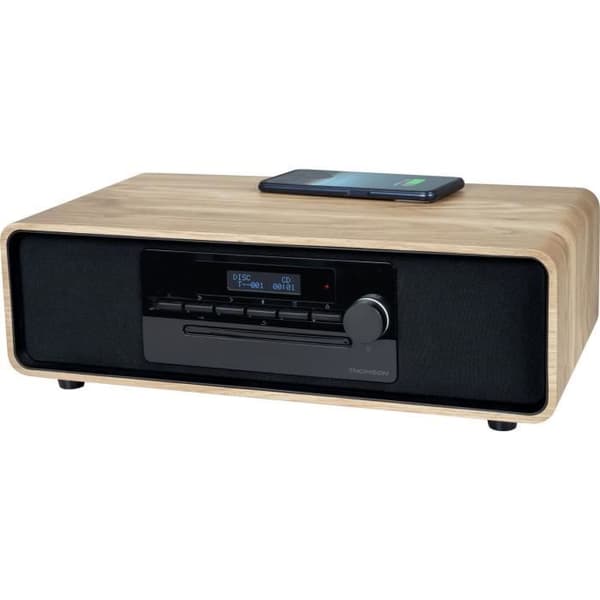 THOMSON Bluetooth Micro Hi-Fi System - Wood/Black - FM/DAB+/CD/MP3/USB - 60W, LCD Display, Remote Control