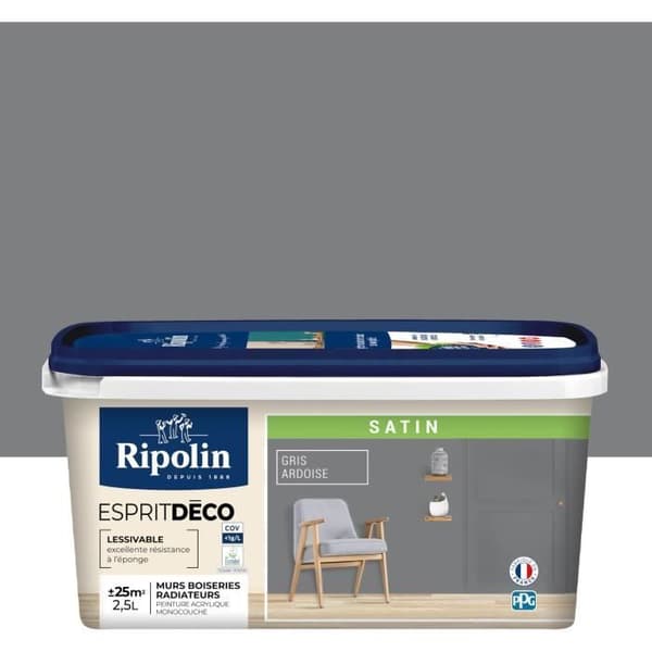 RIPOLIN Ultra Covering Satin Paint - Slate Grey