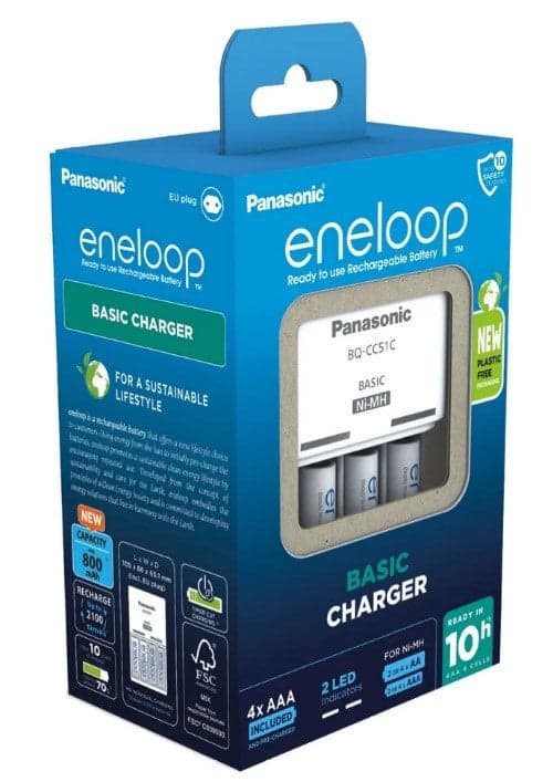 Panasonic BQ-CC51 Charger with 4x Micro 800mAh eneloop (52051E04)