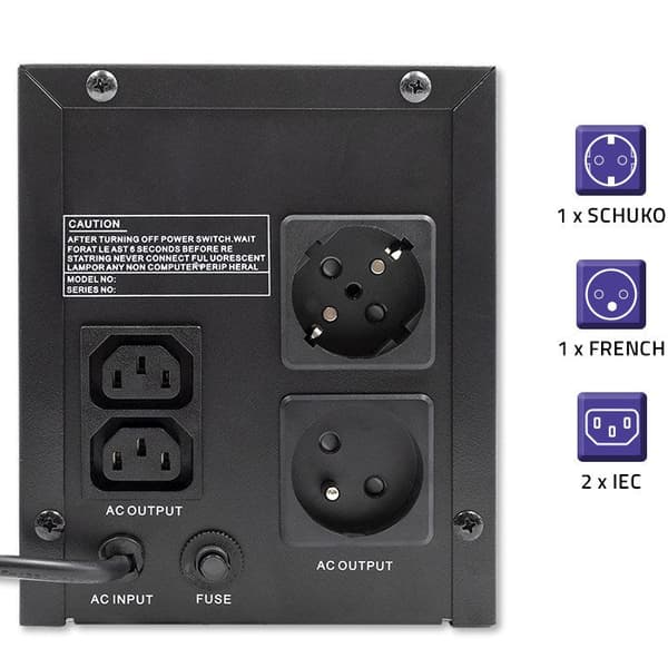 Qoltec Monolith UPS 1200VA 720W Uninterruptible Power Supply