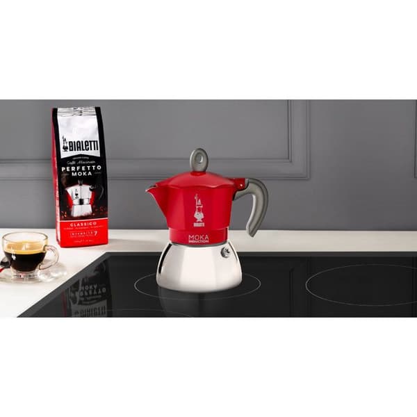 BIALETTI Italian Coffee Maker - MOKA Induction - 2 Cups - 100 ml - Red