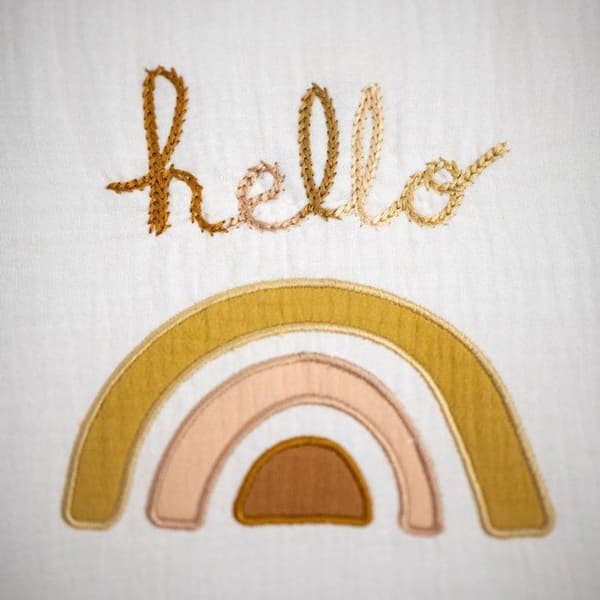 SAUTHON Adjustable Cot Bumper - SUNLIGHT - 100% Cotton - Ecru with Rainbow Pattern