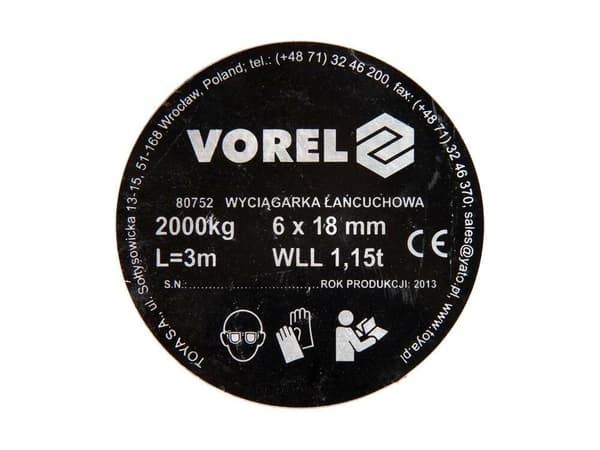 VOREL Chain Winch 2T 80752