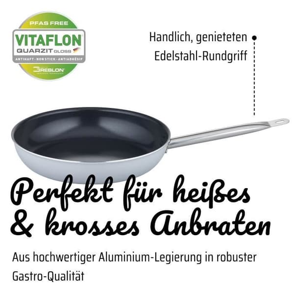 GSW Professional Frying Pan - PRO BASIC - Ø 32 cm - Thick Forged Aluminum - Induction Compatible