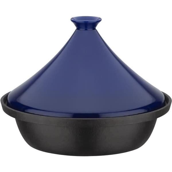 GSW Tagine - Solid Cast Iron - 30 x 22 cm - Ceramic Lid - Induction Compatible - Blue