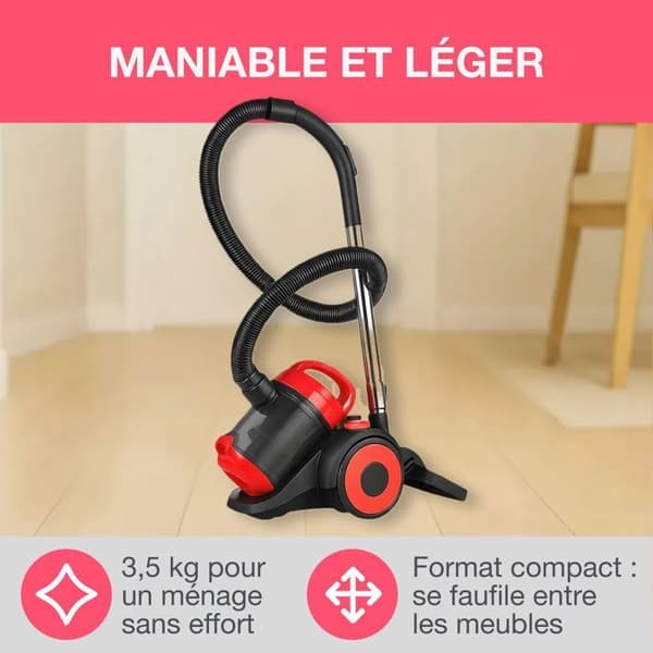 OCEANIC Bagless Vacuum Cleaner - VC10RBAX2 - 700W - 80dB - Red