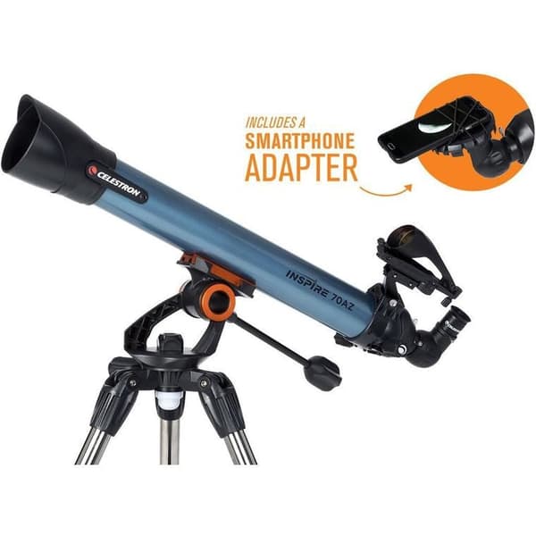 Celestron Inspire 70AZ Refractor Telescope 35x Black Blue