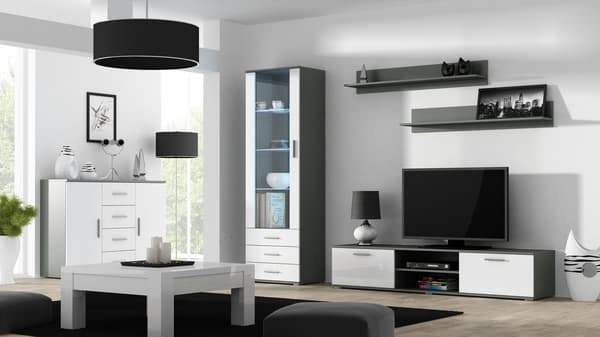 Cama Living Room Sideboard UNI Grey/White Gloss