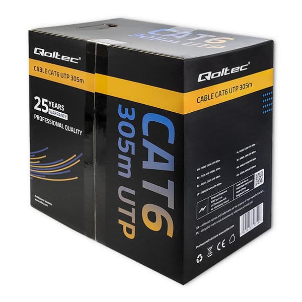 Qoltec UTP Cable Twisted Pair CAT6 305 m PVC Grey
