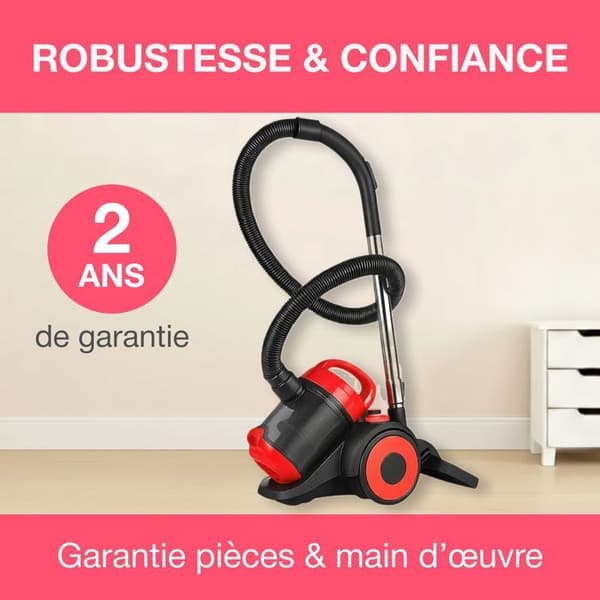OCEANIC Bagless Vacuum Cleaner - VC10RBAX2 - 700W - 80dB - Red