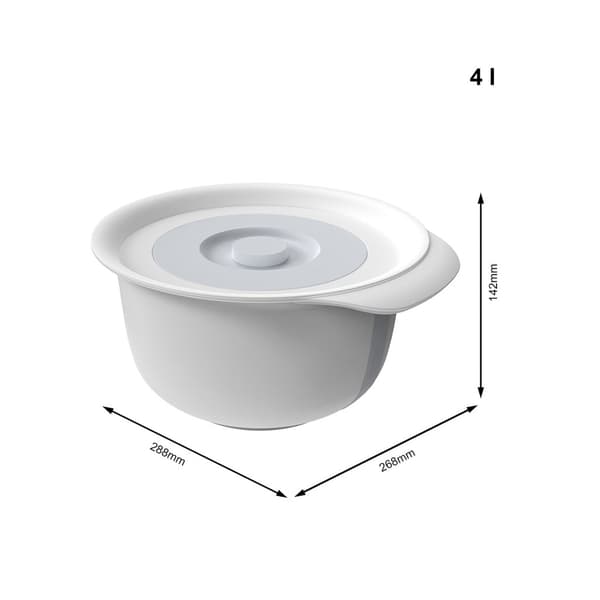 Rotho Fresh Mixing Bowl with Splash Lid 4 L Cool Grey