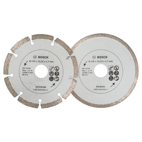 BOSCH Diamond Cutting Discs for Tiles and Building Materials - 2 Discs Ø 125 mm
