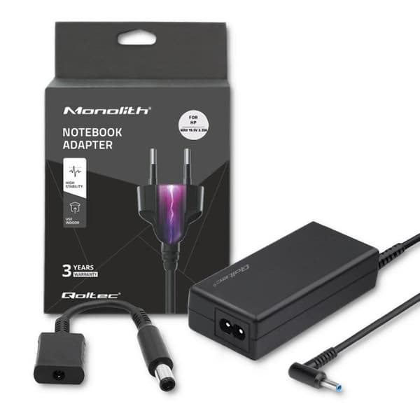 Qoltec Power Adapter 65W 19V 3.33A for HP Notebook 4.5*3.0+pin 5.0+pin
