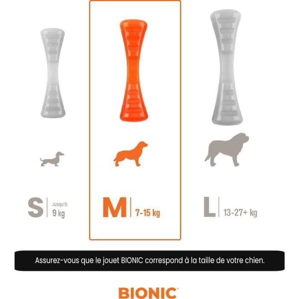BIONIC Urban Stick Dog Toy - Medium Size 23 cm - Ultra-Resistant Rubber