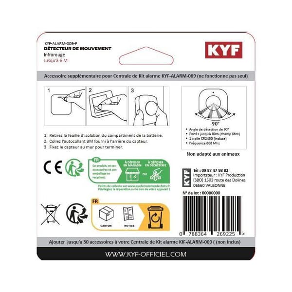 KYF Additional Motion Detector - Compatible with KYF-ALARM-009 KYF-ALARM-012