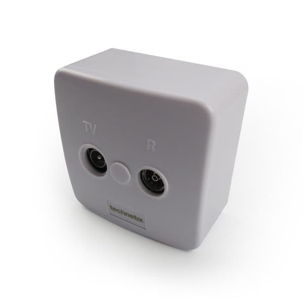 Technetix TN-TRAS2000-S Radio/TV Wall Socket Coax 2 Outputs White