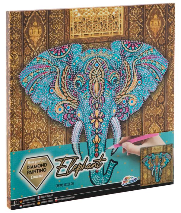 Grafix Diamond Painting on Canvas Elephant 30 x 30 cm