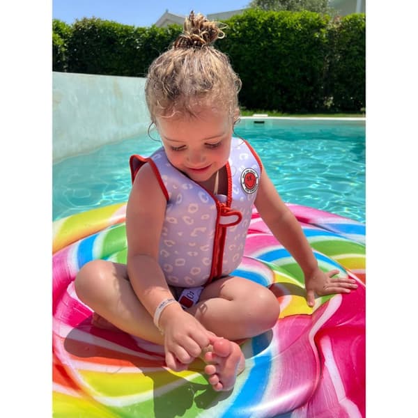 Swim Essentials Leopard Life Jacket 3-6 Years Lilac/Red