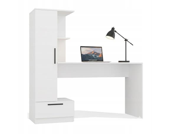 Cosmo Desk + Bookcase Set White