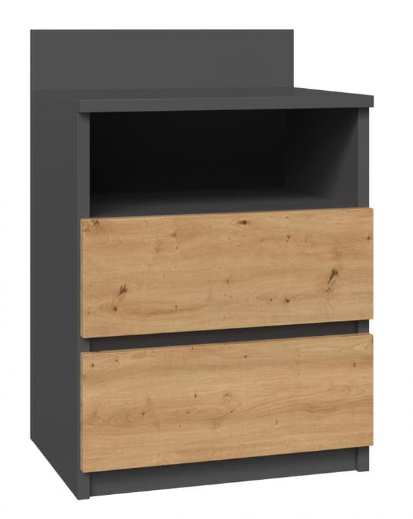 Topeshop M1 Nightstand Anthracite/Oak 2 Drawers