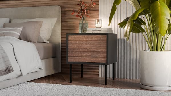 Bedside Cabinet 2 pcs. CORTINA 45x40x51 Black/Walnut