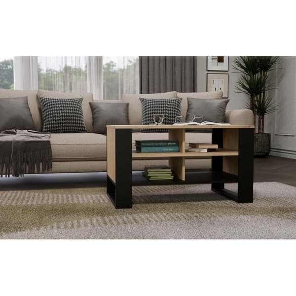 MODERN 4P Coffee Table Artisan Oak/Black with Black Legs - Model: MODERN 4P