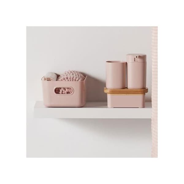 TODAY Shower Set - Basket, Mat, Curtain - Pink