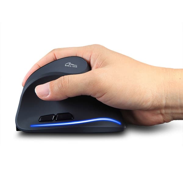 MEDIA-TECH VERTIC RF MT1123 Wireless Vertical Mouse - Black, 2400 DPI