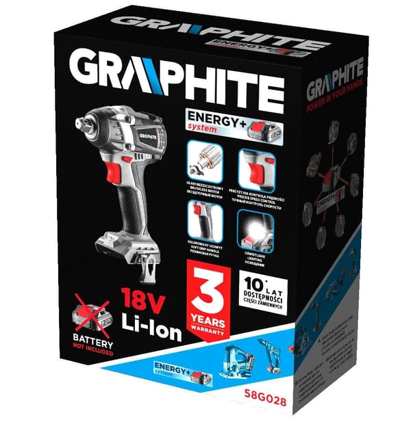 GRAPHITE Energy+ 18V Brushless Impact Wrench without Battery