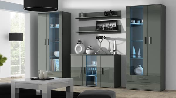 Cama Display Cabinet SOHO S6 2D2S Grey/Grey Gloss